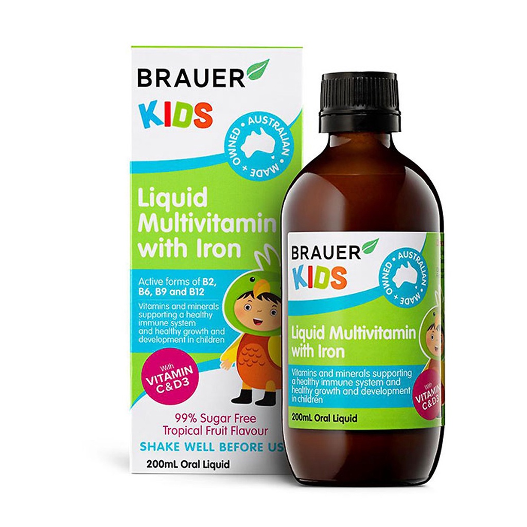 Siro bổ sung vitamin tổng hợp cho bé Brauer Baby & Kids Liquid Multivitamin for Toddlers 100ml 1-3 tuổi