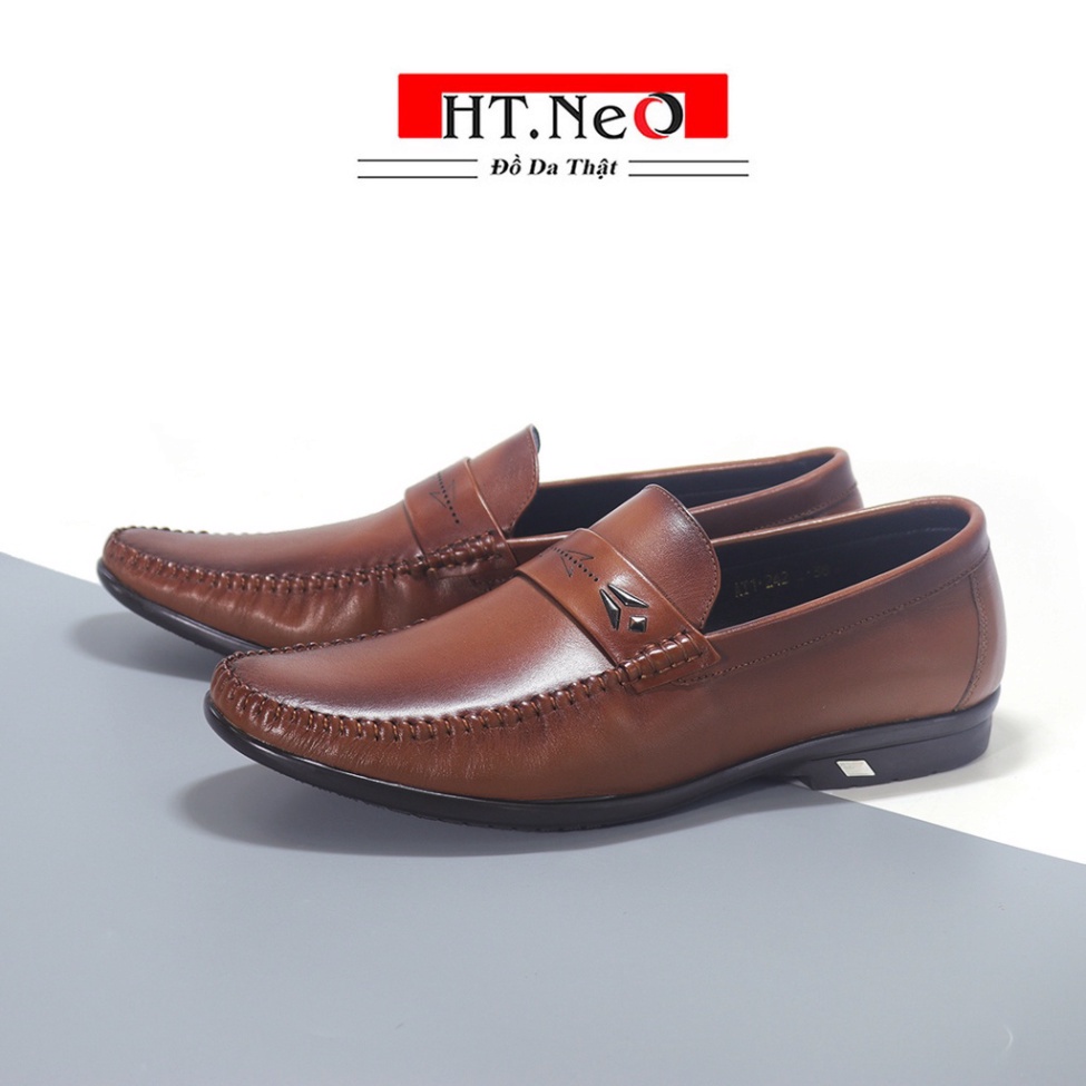 Giày nam da bò HT.NeO, Giày tây lười mũi nhọn đế 2cm cao su phong cách trẻ trung , sang trọng đi chơi đi làm GTN03