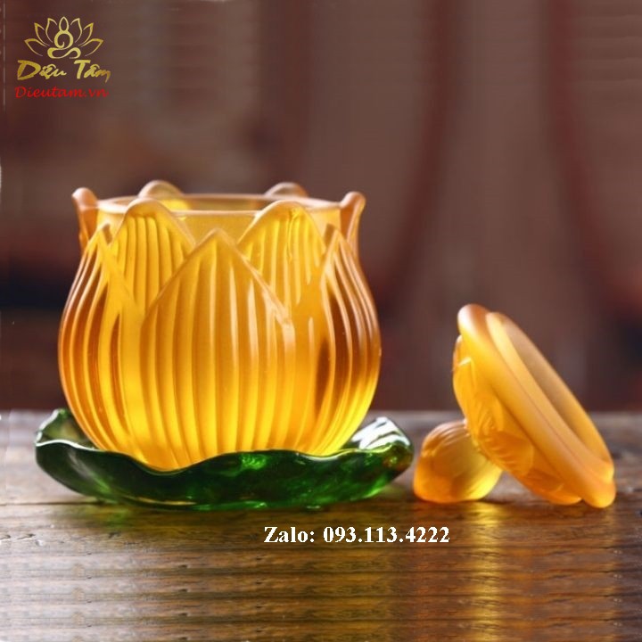 Ly nước cúng - Cốc đựng nước thờ cúng hình hoa sen lưu ly