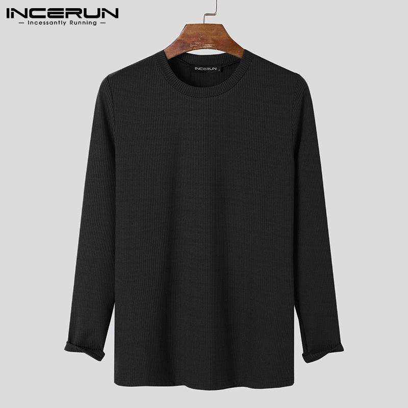 Áo thun INCERUN tay dài thiết kế đơn giản cho nam