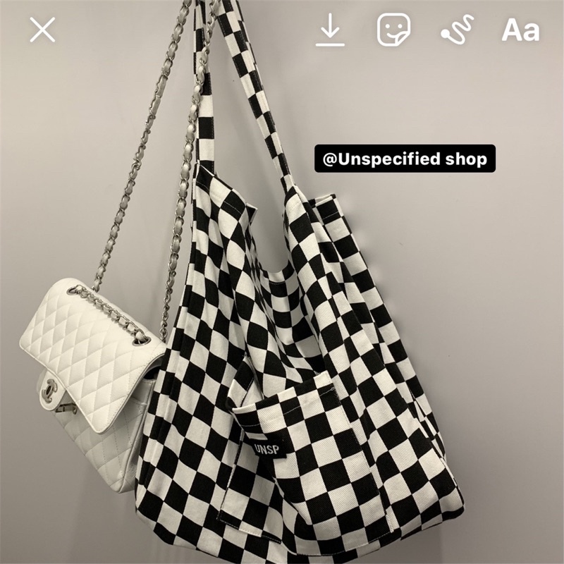 Túi tote to caro / checker