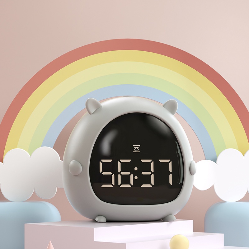 Đồng hồ báo thức thông minh Xiaomi mini có đèn LED và cổng cắm sạc USB tiện dụng