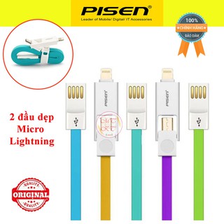 Cáp sạc Pisen 2 Đầu Dây Dẹp (Micro - Lightning)♥️Freeship♥️ Giảm 30k khi nhập MAYT30 - Dây sạc Pisen 100cm
