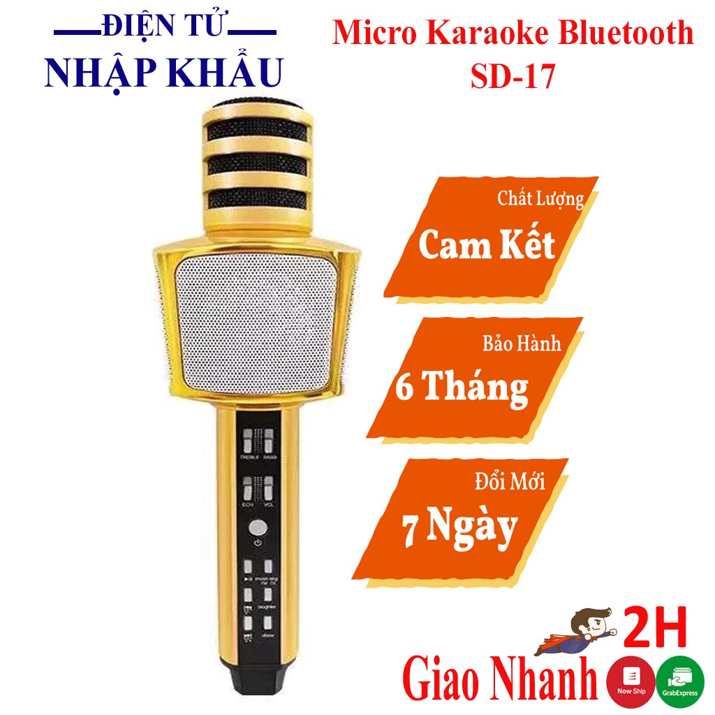 Micro Karaoke Bluetooth Hát Karaoke SD-17 Bass cực chuẩn, Hát Chất Giọng Trong.