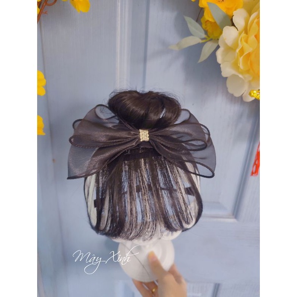 Băng đô tóc giả nơ bèo xinh cho bé