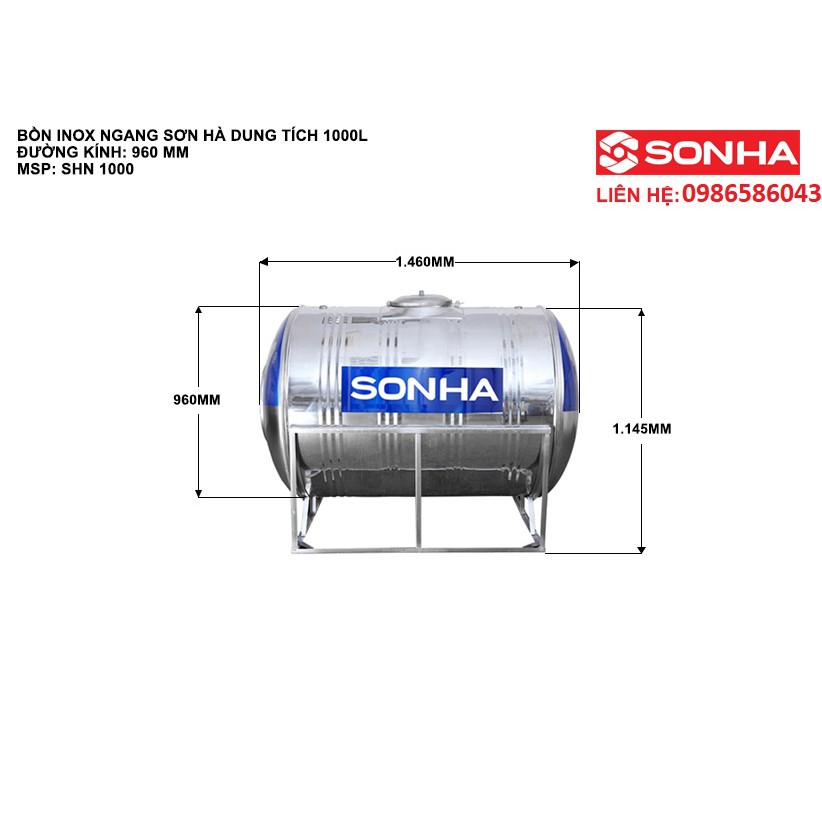 BỒN NƯỚC INOX304 SƠN HÀ NGANG 2500-6000l, BẢO HÀNH 12 NĂM