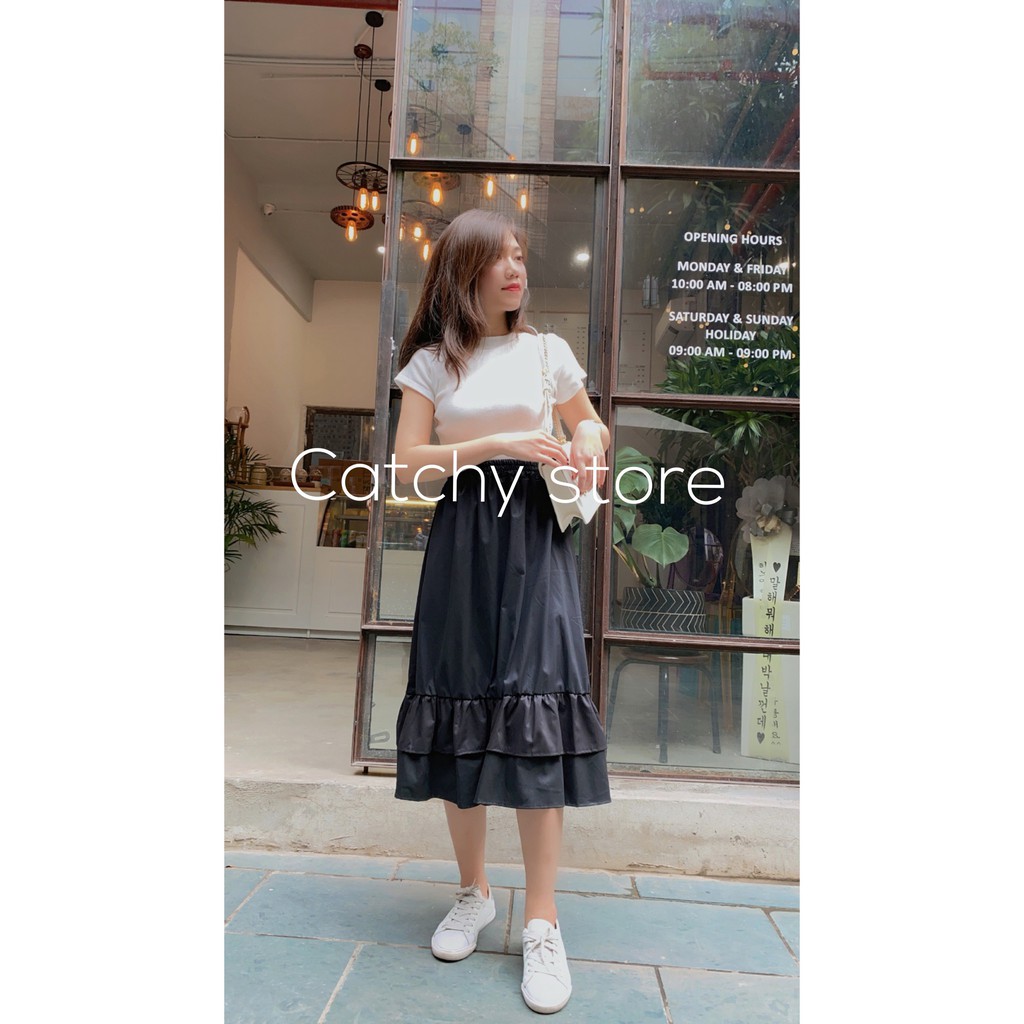 Chân Váy Ulzzang Kaki 2 Tầng - Dáng Suông Cạp Chun Điệu Đà Nữ Tính | BigBuy360 - bigbuy360.vn