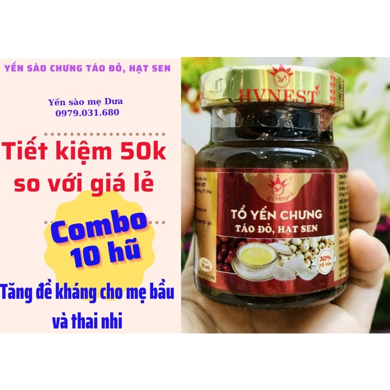 Combo 10 hũ Yến sào chưng táo đỏ, hạt sen giúp tăng đề kháng mẹ bầu và thai nhi