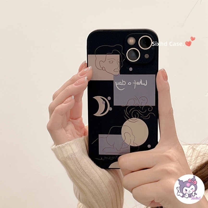 Ốp Điện Thoại Cho OPPO A58 A57 A78 A17 A17K A16 A15 A95 A38 A76 A74 A3s A5s A55 A54 A53 A33 A77s A32 A7 A9 A98 A96 A94 A92 A12 Reno 8T 7Z 6Z 5Z Simple Sun Moon Phone Case Silicon Straight Edge Shockproof Soft Cover