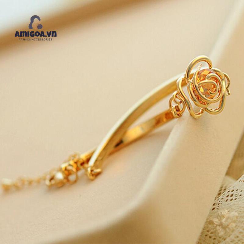 ✨✨Vòng tay đính đá mặt hoa hồng sang trọng