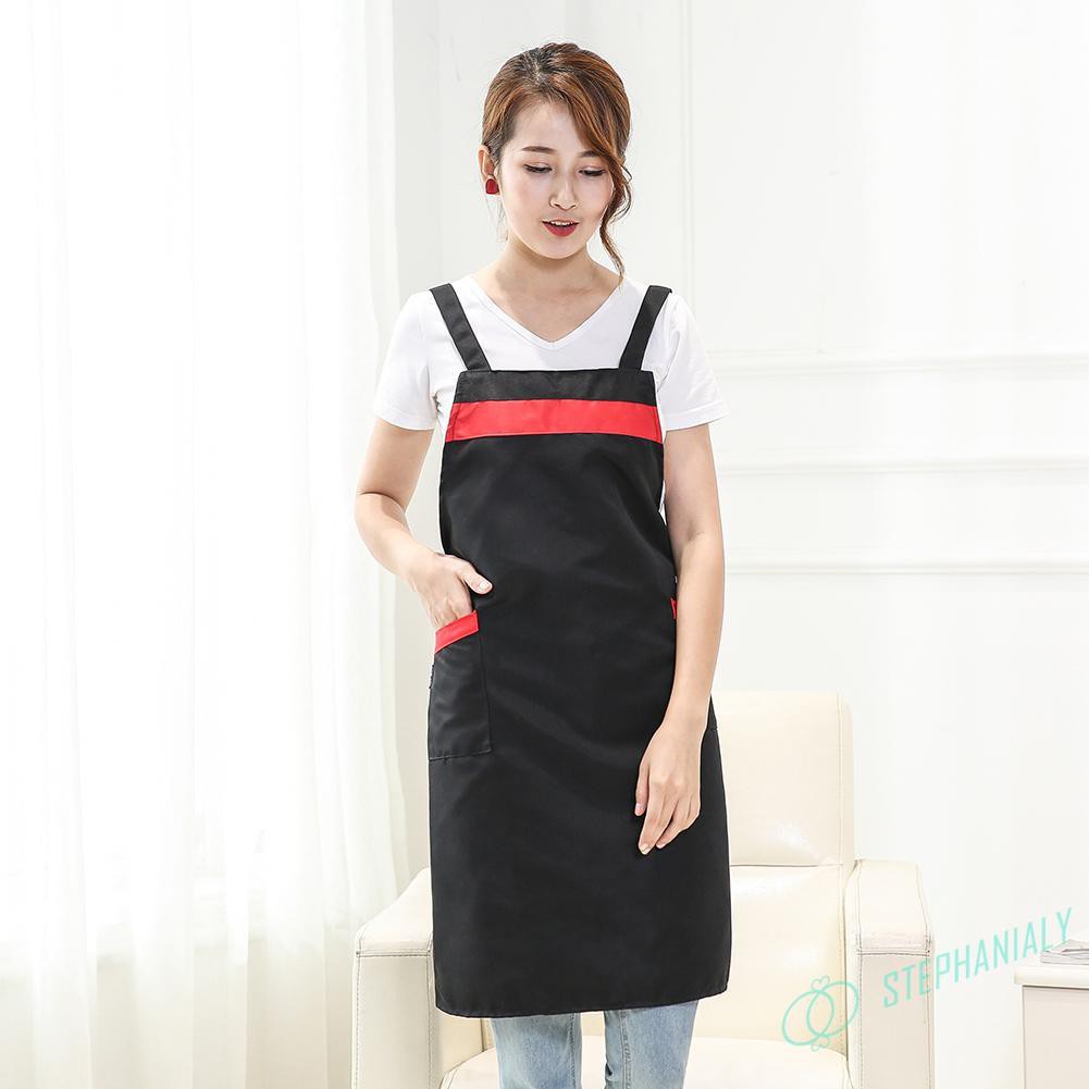 St Women Men Kitchen Cooking Apron with Pockets Chef Waiter Home Baking Dress