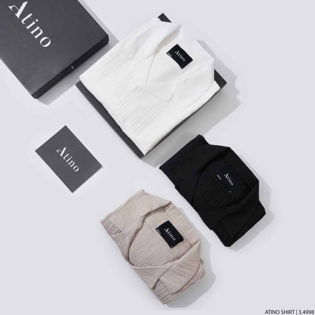 Áo Sơ Mi Cộc Tay Nam Cuban Shirt Trơn ATINO Vải Cotton mềm mịn thoáng mát Form Regular SM3.4998