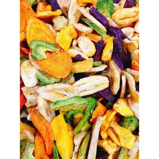 [ Hũ Vuông 500gram ] Thập Cẩm Sấy Nguyên Cánh - Trái Cây Sấy Giòn ( ít chuối )