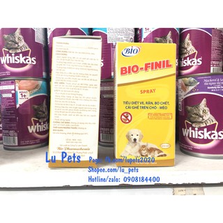 Xịt ngừa ve rận cho chó mèo bio finil - xịt ve rận bio finil 100ml