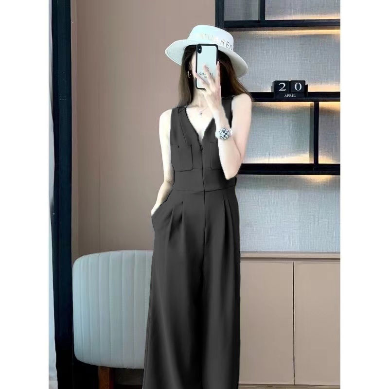 Jumpsuit Thể Thao Cổ Chữ v Ống Rộng Thời Trang Mùa Hè Cho Nữ