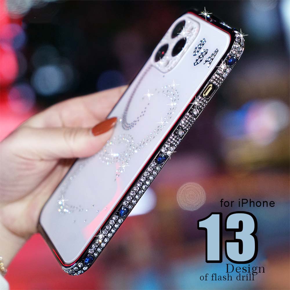 Ốp điện thoại viền kim cương thích hợp cho iPhone 13 Pro Max 12 XR 7 Plus XS 11 ProMax