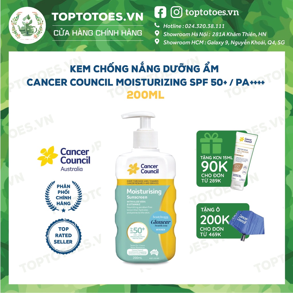 Kem chống nắng Dưỡng ẩm Cancer Council Moisturizing SPF 50+/ PA ++++