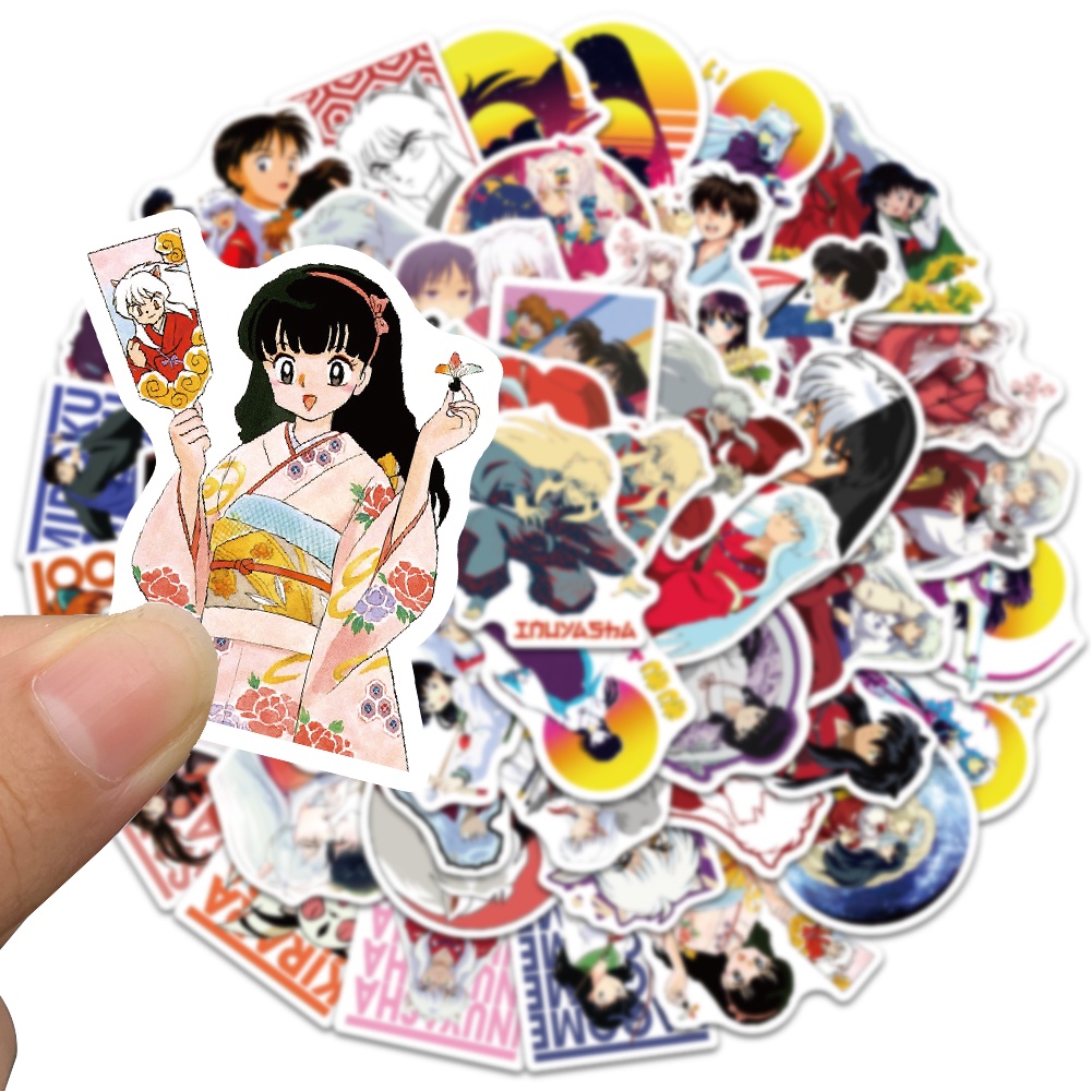 Bộ 10/50 Miếng Dán Hình Hoạt Hình Inuyasha Chống Thấm Nước
