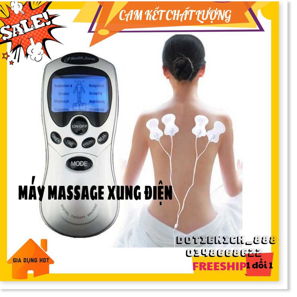 Máy massage xung điện ❤️FREESHIP❤️ 4 miếng dán vật lý trị liệu mát xa châm cứu bấm huyệt cầm tay lưng cổ vai gáy
