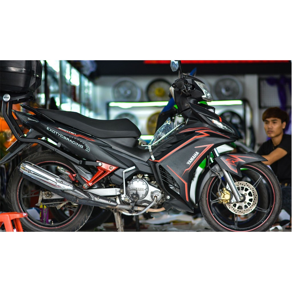 Tem trùm Exciter 135 Đen Đỏ Nhám, độ team trùm decal xe máy ex dán đời 2011-2014