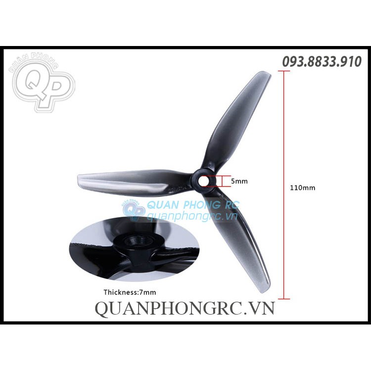 Cánh 3 Lá HQProp Ethix S5 5 Inch Polycarbonate Propellers (2 Cặp)