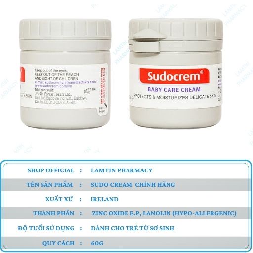 ✅ (Chính Hãng) Kem chống hăm SudoCrem UK, Kem hăm hỗ trợ phòng hăm hiệu quả lọ  60g