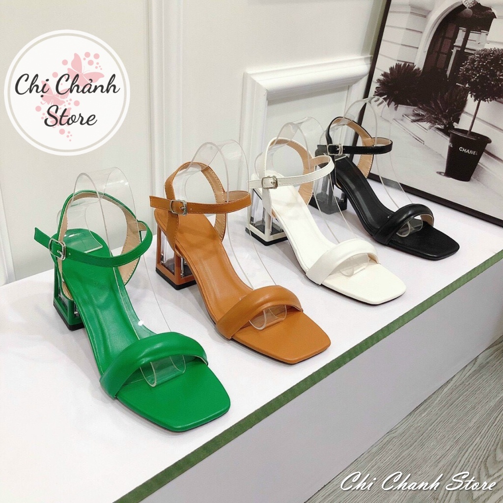 Sandal Cao Gót 7p Gót Mica Trong Thời Trang Chất Da Mềm Lên Chân Cực Xinh Giày Cao Gót Trắng Nâu Đen Chị Chảnh Store