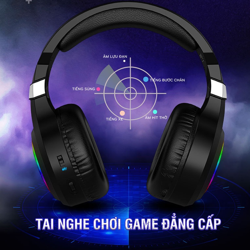 Tai nghe F2 chụp tai đèn LED  gaming cá heo đệm mút dày micro chống tiếng ồn âm thanh vòm siêu hay
