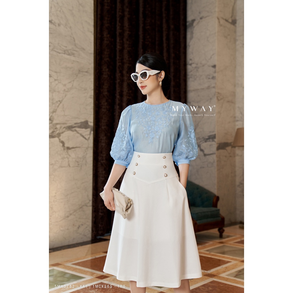 Áo Sơ MI Nữ Tay Lỡ MY WAY Công Sở Thêu Hoa Sang Trọng 5MA0782