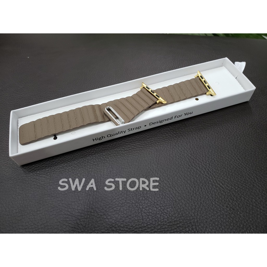 Dây leather loop kèm ngàm thép cho apple watch series 1/2/3/4