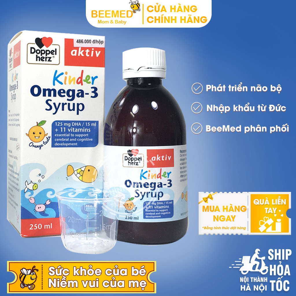 Kinder Omega 3 syrup Bổ sung Omega DHA cho bé từ dầu cá và vitamin