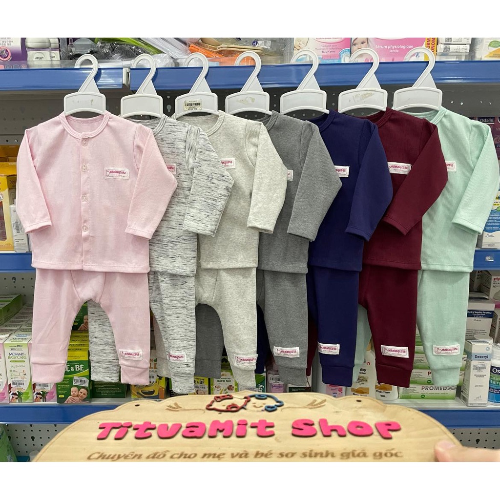 Bộ dài Mommycare cúc giữa tăm nhí, bộ quần áo thu đông cho bé sơ sinh