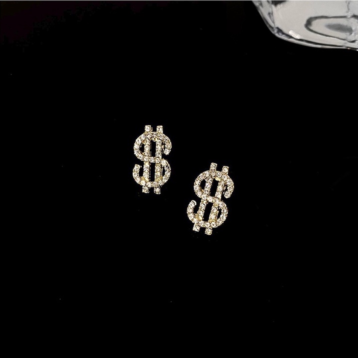 Bông tai có hình chữ cái đính đá ngọc trai nhân tạo hợp thời trang