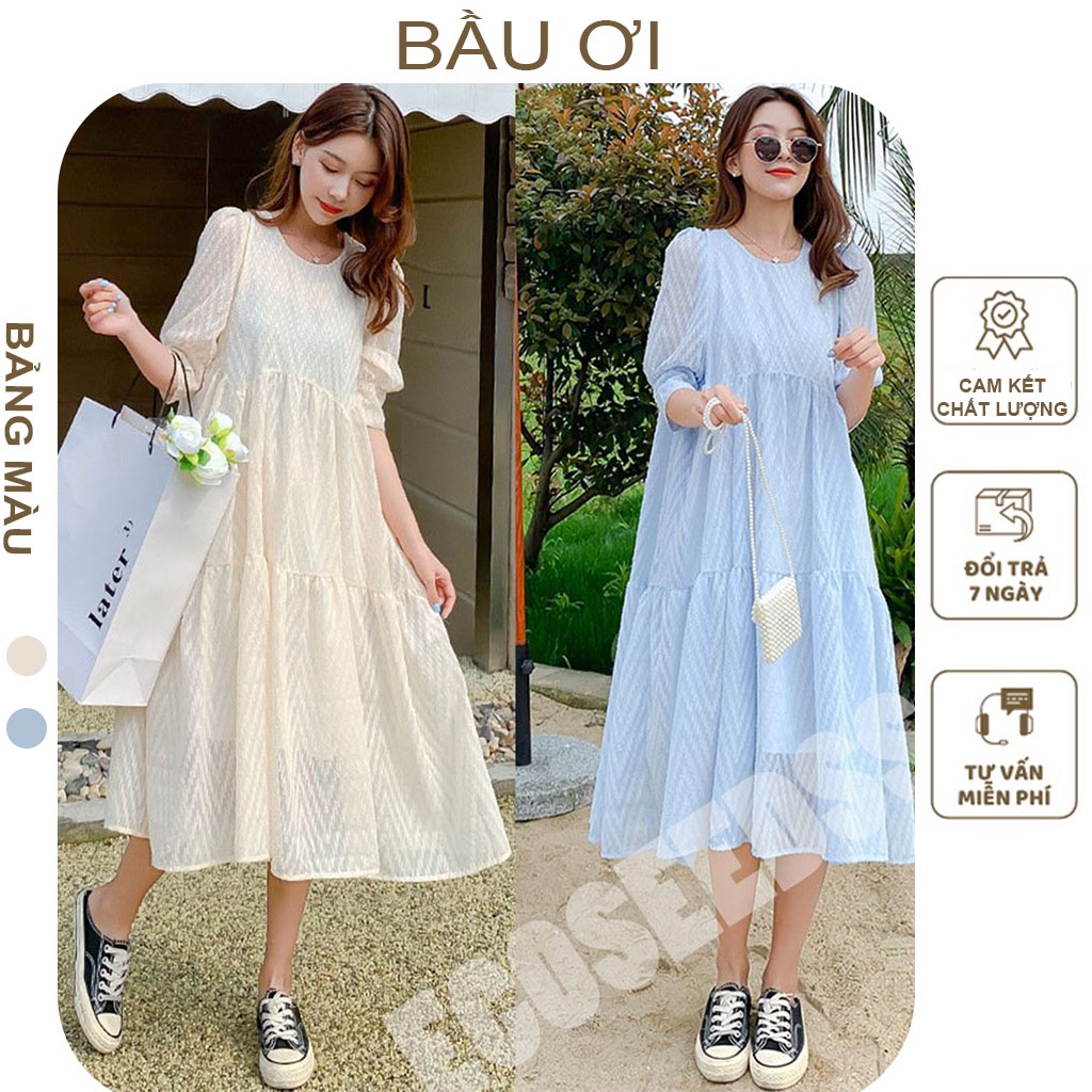 [BAUOII V75] VÁY BẦU CÔNG SỞ HÀNG THIẾT KẾ CHẤT LIỆU VOAN CAO CẤP -ĐẦM BẦU DỰ TIỆC KIỂU DÁNG BABYDOLL FREE SZ ĐẾN 70KG