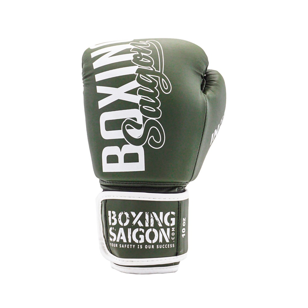 Combo Găng Tay Boxing Saigon + Băng Tay 4m5 (tặng túi rút &amp; xịt)) - Xanh