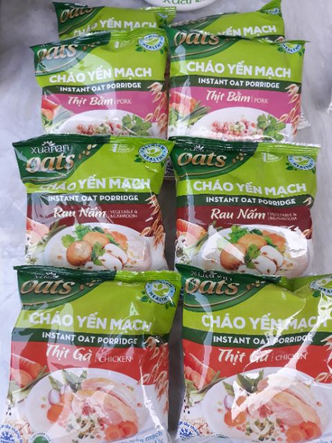 1 Thùng cháo yến mạch xuân an 40g rau nấm, thịt gà, thịt bằm