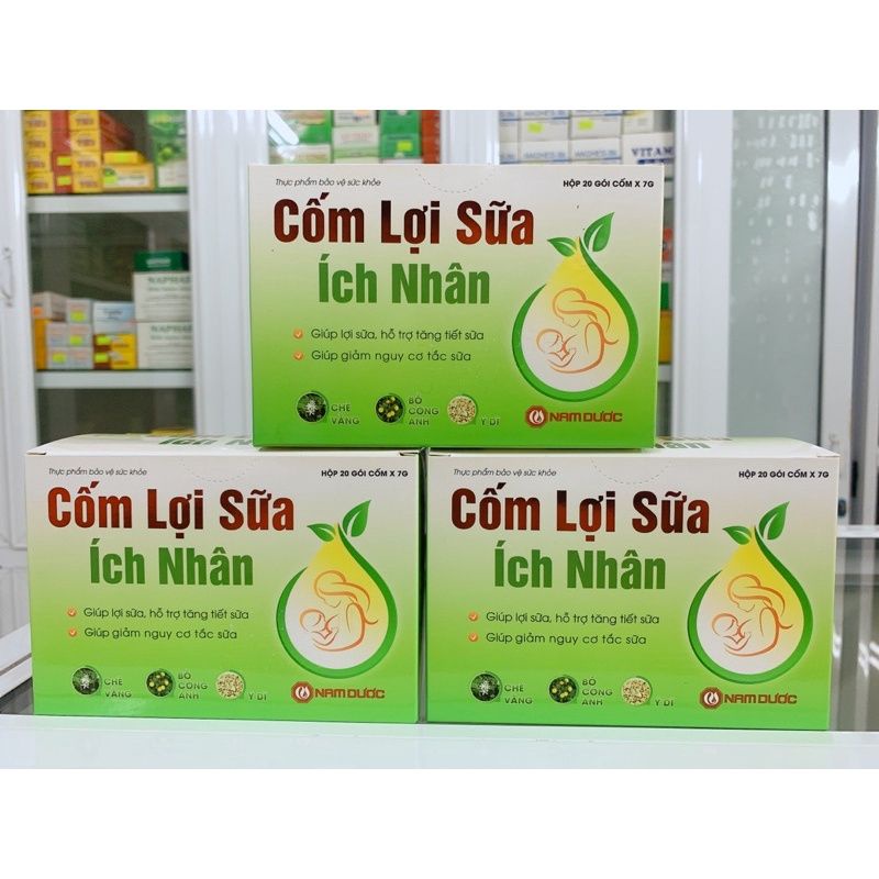 CỐM LỢI SỮA ÍCH NHÂN Nam Dược hộp 20 gói hỗ trợ tăng tiết sữa, giảm nguy cơ tắc tia sữa. tp giống Ích Mẫu Lợi Nhi