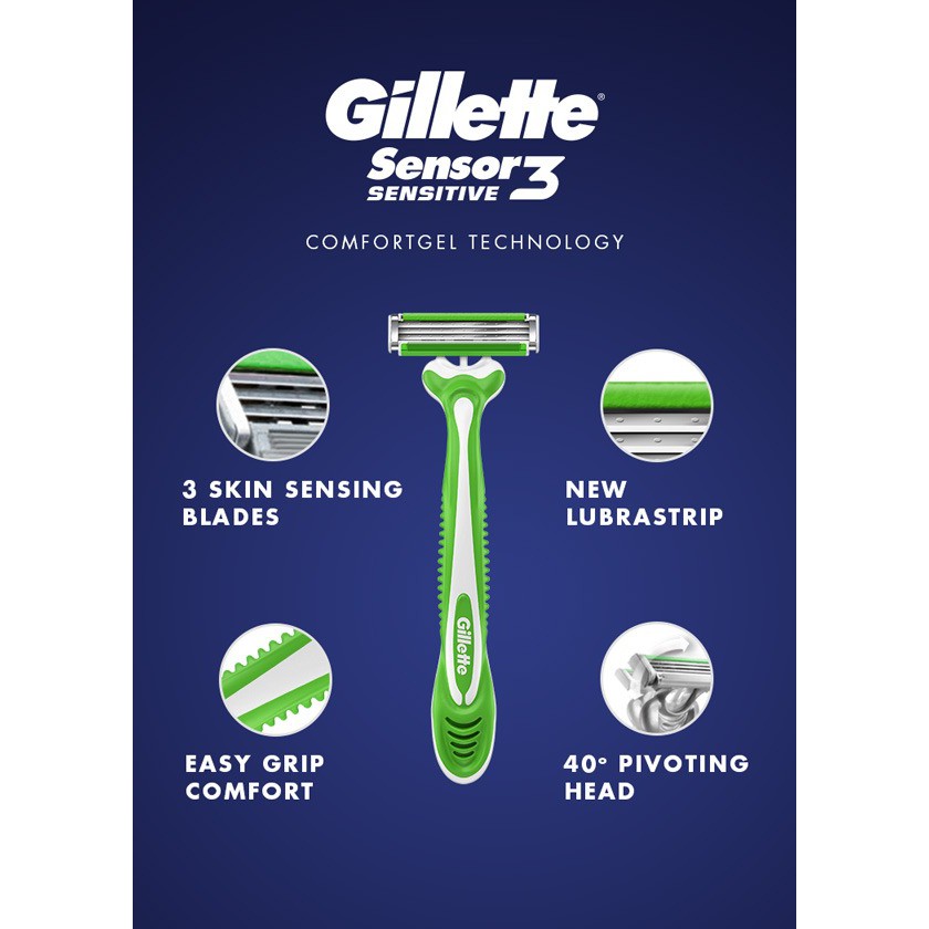 Bộ lưỡi dao cạo râu + gel cạo râu Gillette Sensor 3