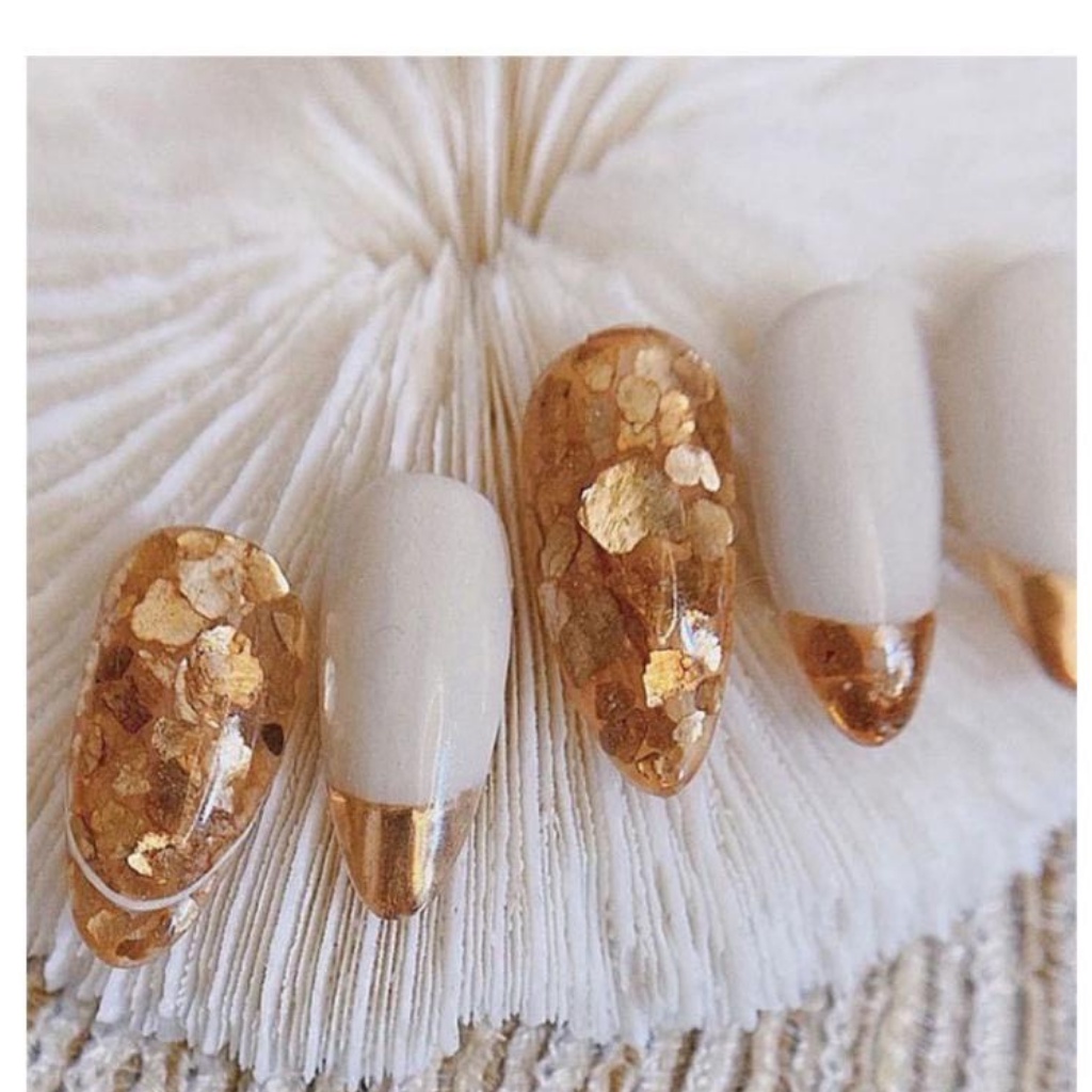 Khảm trai nail trang trí móng 2 màu Vàng/Bạc, nhũ vảy xà cừ, vảy cá