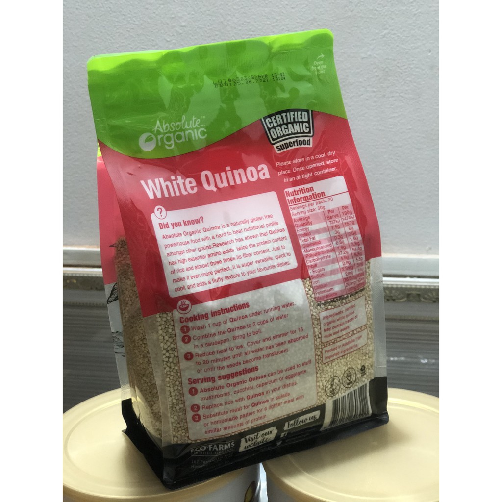 Hạt Diêm mạch trắng White Quinoa Absolute Organic 1kg | BigBuy360 - bigbuy360.vn