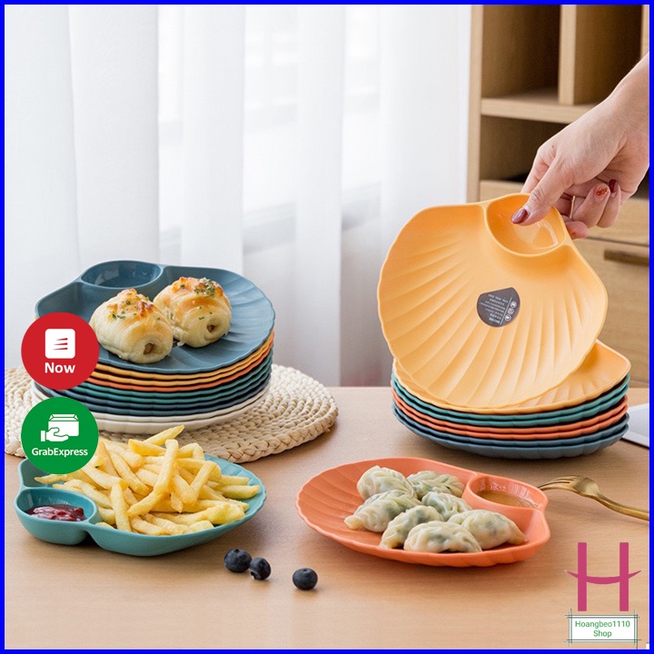 Set 4 đĩa nhựa đựng thức ăn hình vỏ sò – đĩa nhựa vỏ sò độc lạ sang sịn mịn { H }