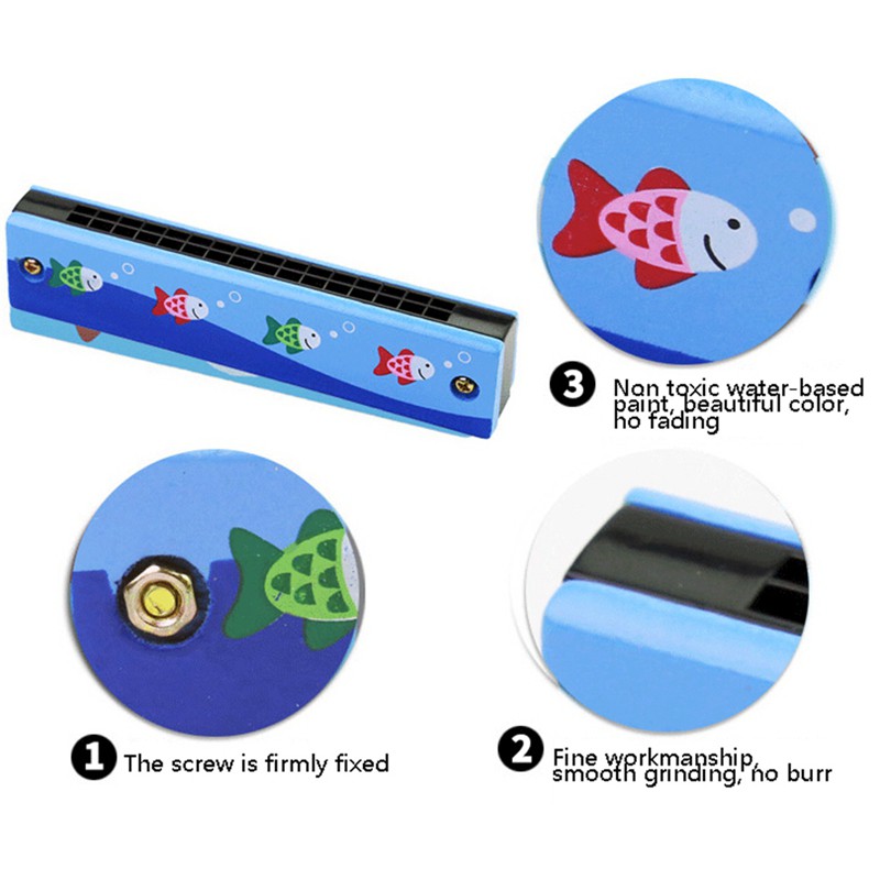 1 Kèn Harmonica Gỗ 16 Lỗ Màu Sắc Ngẫu Nhiên Cho Bé