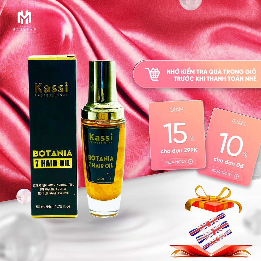 Tinh dầu dưỡng tóc MollyHair thương hiệu Kassi chiết xuất từ 7 loại tinh dầu dưỡng tóc cao cấp tin dùng của salon 50ml