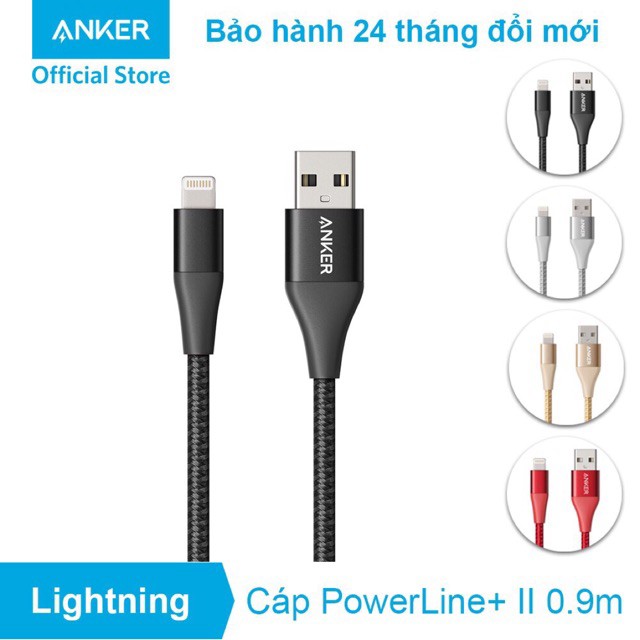 Cáp lightning ANKER POWERLINE II 0.9 m ( kèm bao đựng) ♥️♥️