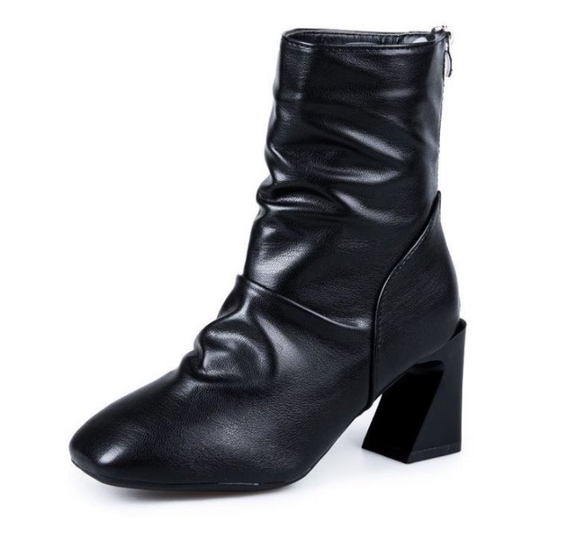 bốt nhăn gót trụ da bóng, kèm ảnh thật | BigBuy360 - bigbuy360.vn