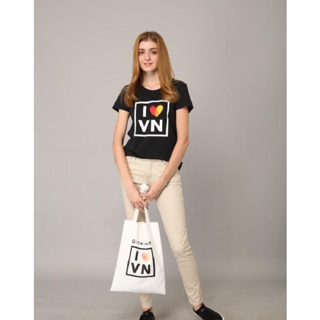[QUÀ TẶNG] Túi Vải Đeo Vai Unisex &quot; I Love VN&quot; Giordano
