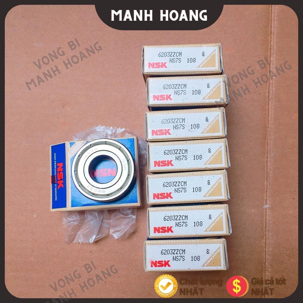 Vòng bi, bạc đạn NSK 6203 ZZCM, chất lượng tốt, trơn, bền bỉ.