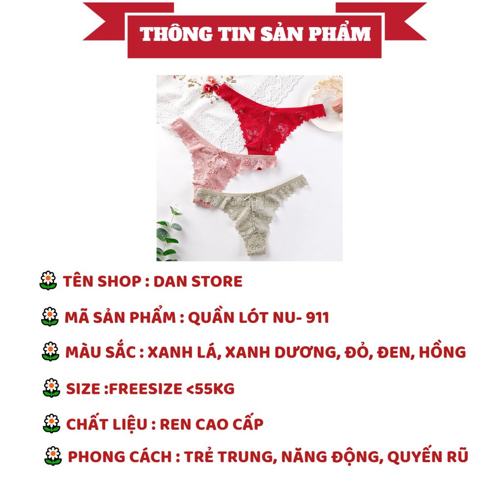 Quần Lót Ren - Quần Lót Nữ Ren lọt khe cao cấp tạo đường con quyến rũ DAN STORE MÃ 911
