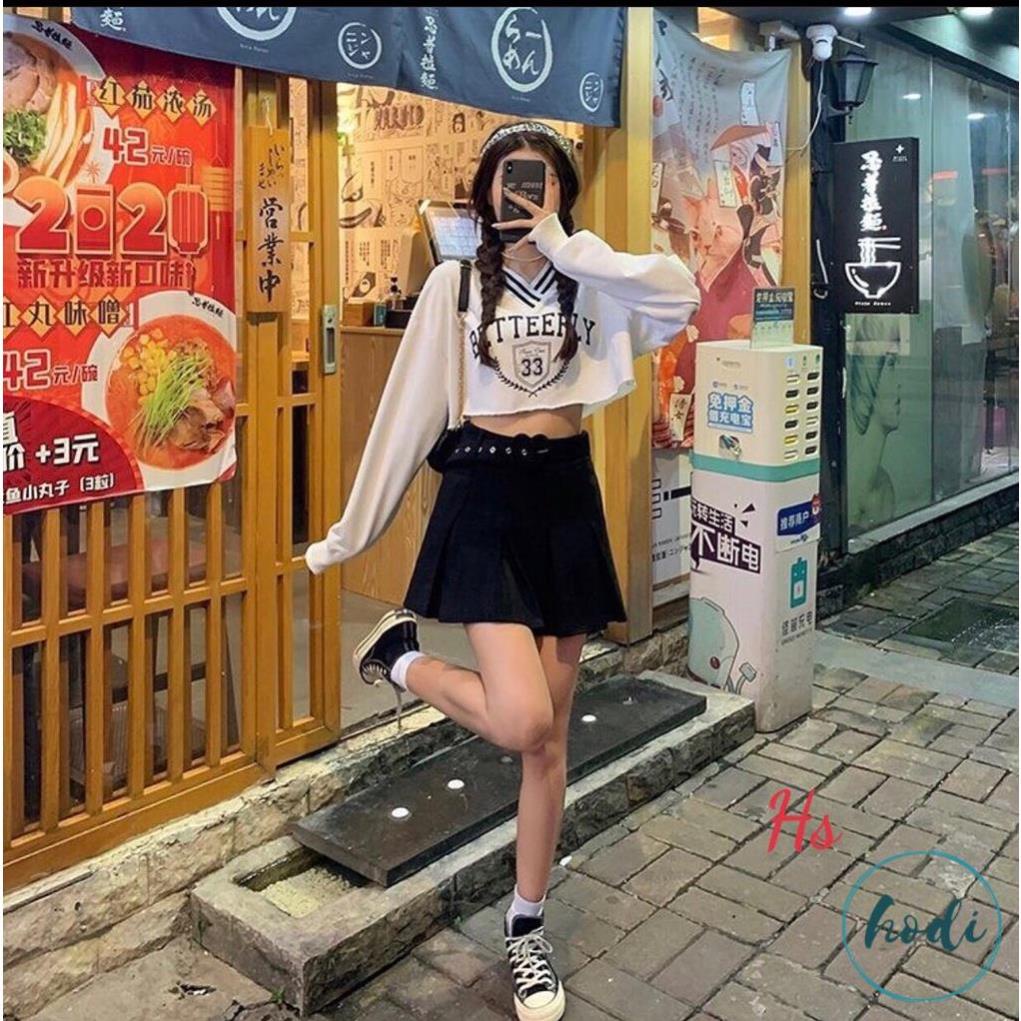 Croptop Tay Dài Đẹp Cổ Tim V Áo Thun Croptop Cổ 2 Màu In Hình Siêu Cute H029 - HODI