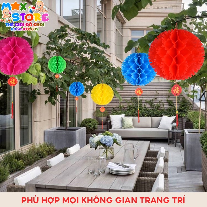 Đèn Lồng Răng Cưa Đèn Cẩm Tú Cầu 36cm Trang Trí Trường Lớp Nhà Cửa Lễ Tết Nhiều Màu Đẹp